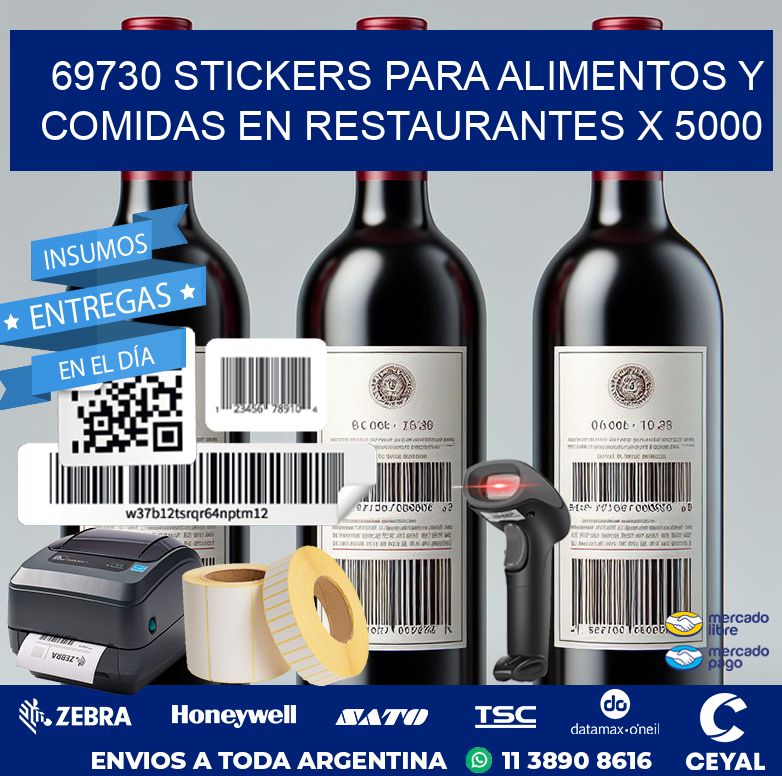 69730 STICKERS PARA ALIMENTOS Y COMIDAS EN RESTAURANTES X 5000