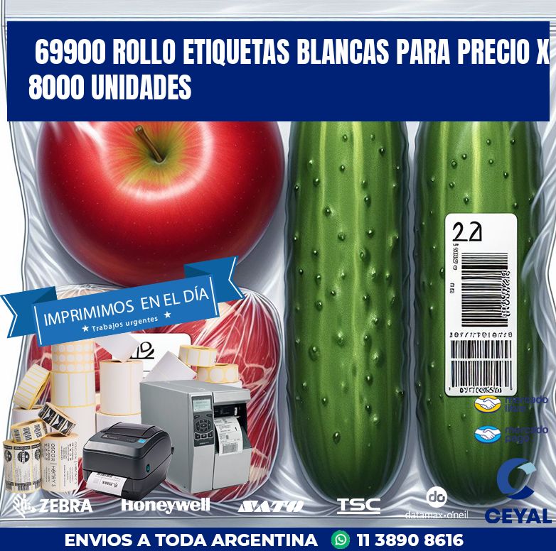 69900 ROLLO ETIQUETAS BLANCAS PARA PRECIO X 8000 UNIDADES