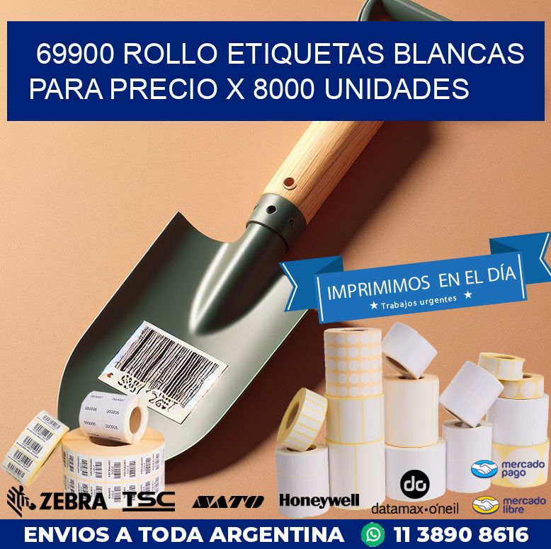 69900 ROLLO ETIQUETAS BLANCAS PARA PRECIO X 8000 UNIDADES