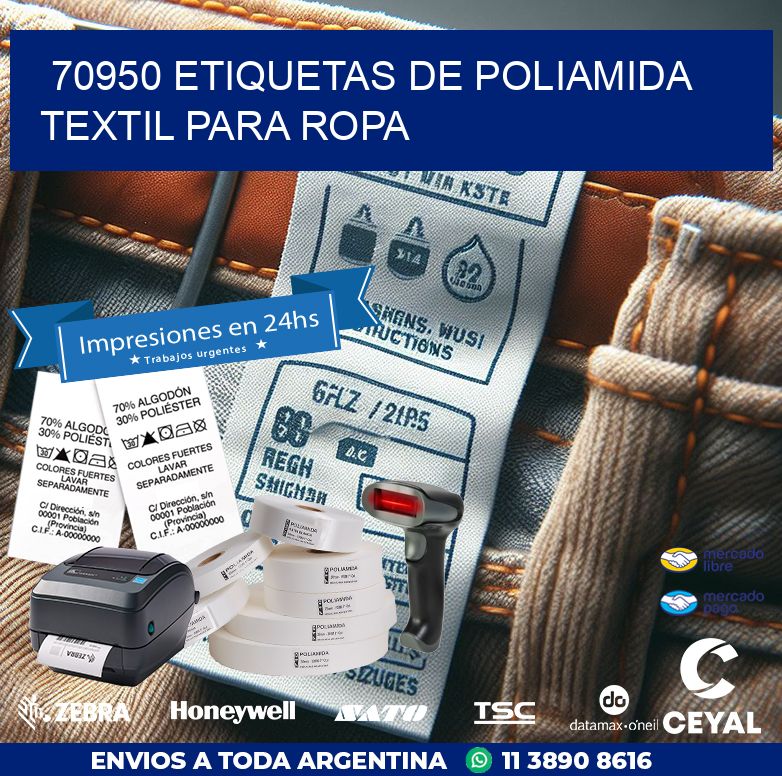 70950 ETIQUETAS DE POLIAMIDA TEXTIL PARA ROPA