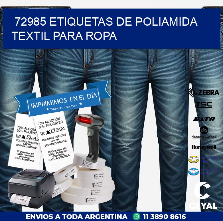 72985 ETIQUETAS DE POLIAMIDA TEXTIL PARA ROPA