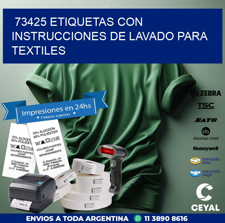 73425 ETIQUETAS CON INSTRUCCIONES DE LAVADO PARA TEXTILES