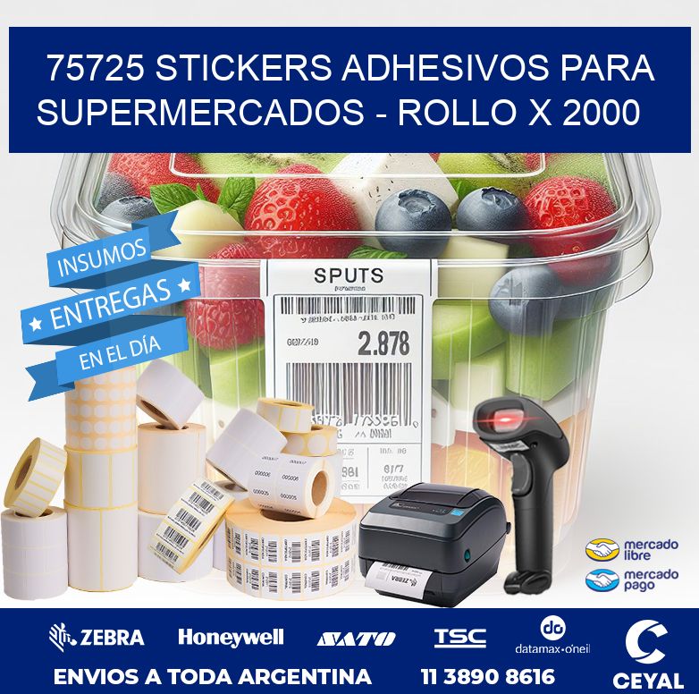 75725 STICKERS ADHESIVOS PARA SUPERMERCADOS – ROLLO X 2000