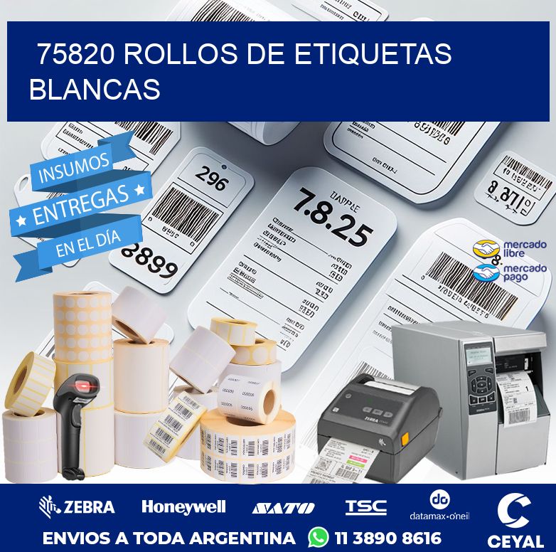 75820 ROLLOS DE ETIQUETAS BLANCAS