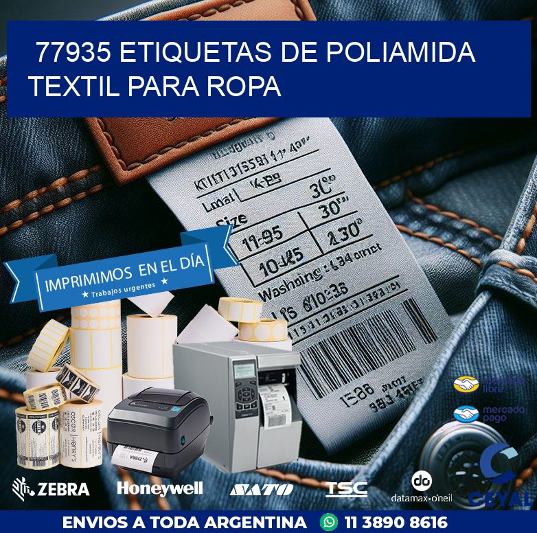 77935 ETIQUETAS DE POLIAMIDA TEXTIL PARA ROPA