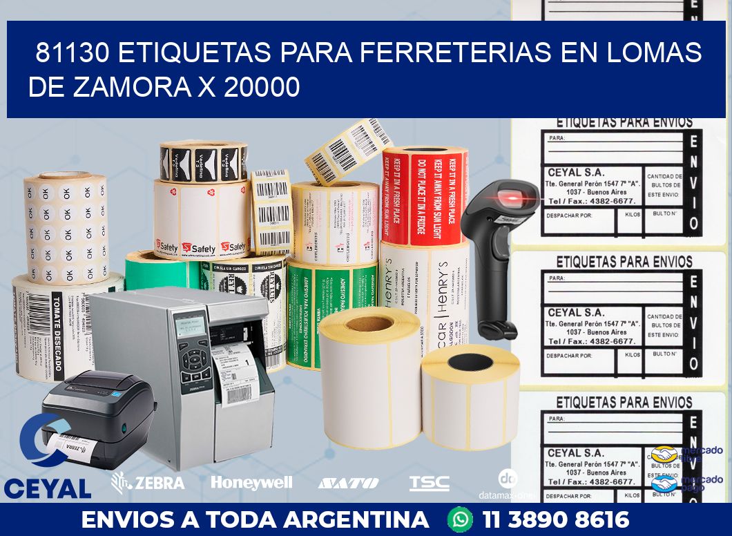 81130 ETIQUETAS PARA FERRETERIAS EN LOMAS DE ZAMORA X 20000