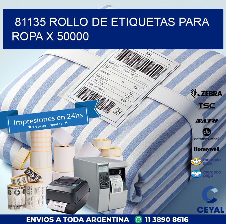 81135 ROLLO DE ETIQUETAS PARA ROPA X 50000