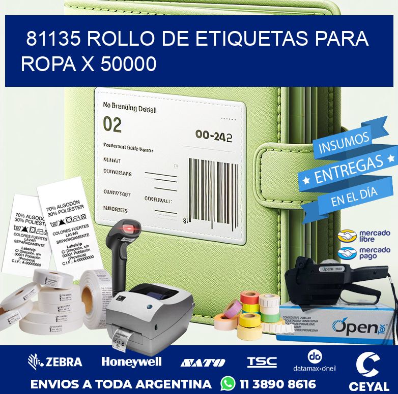 81135 ROLLO DE ETIQUETAS PARA ROPA X 50000