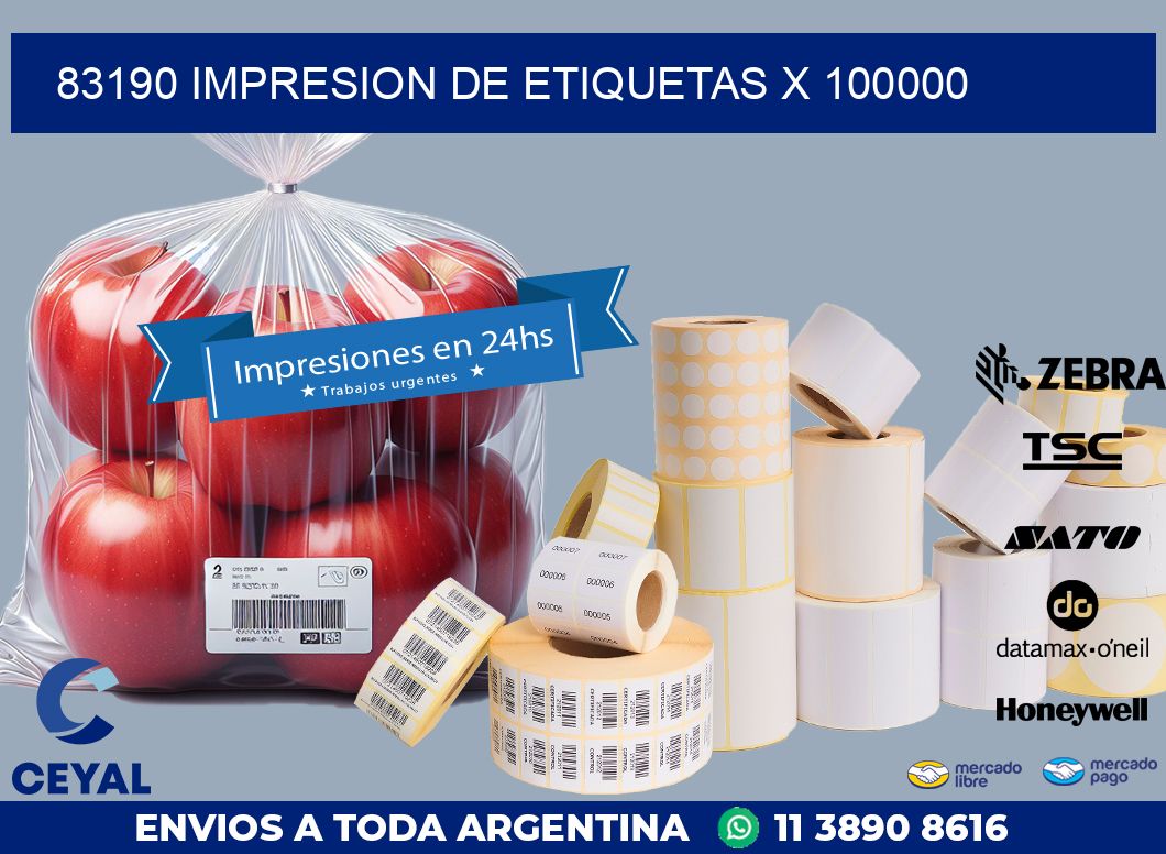 83190 IMPRESION DE ETIQUETAS X 100000