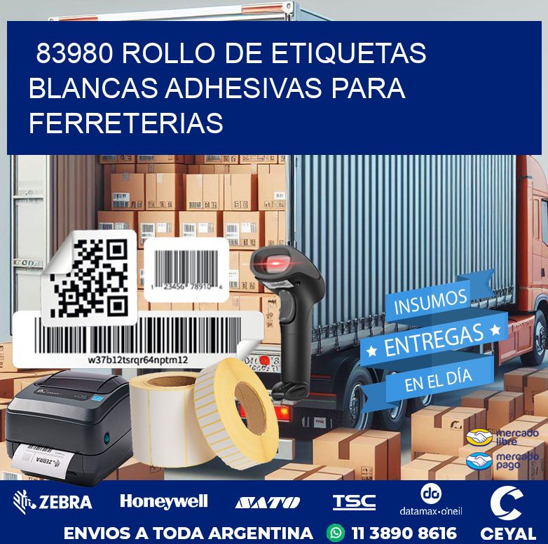 83980 ROLLO DE ETIQUETAS BLANCAS ADHESIVAS PARA FERRETERIAS