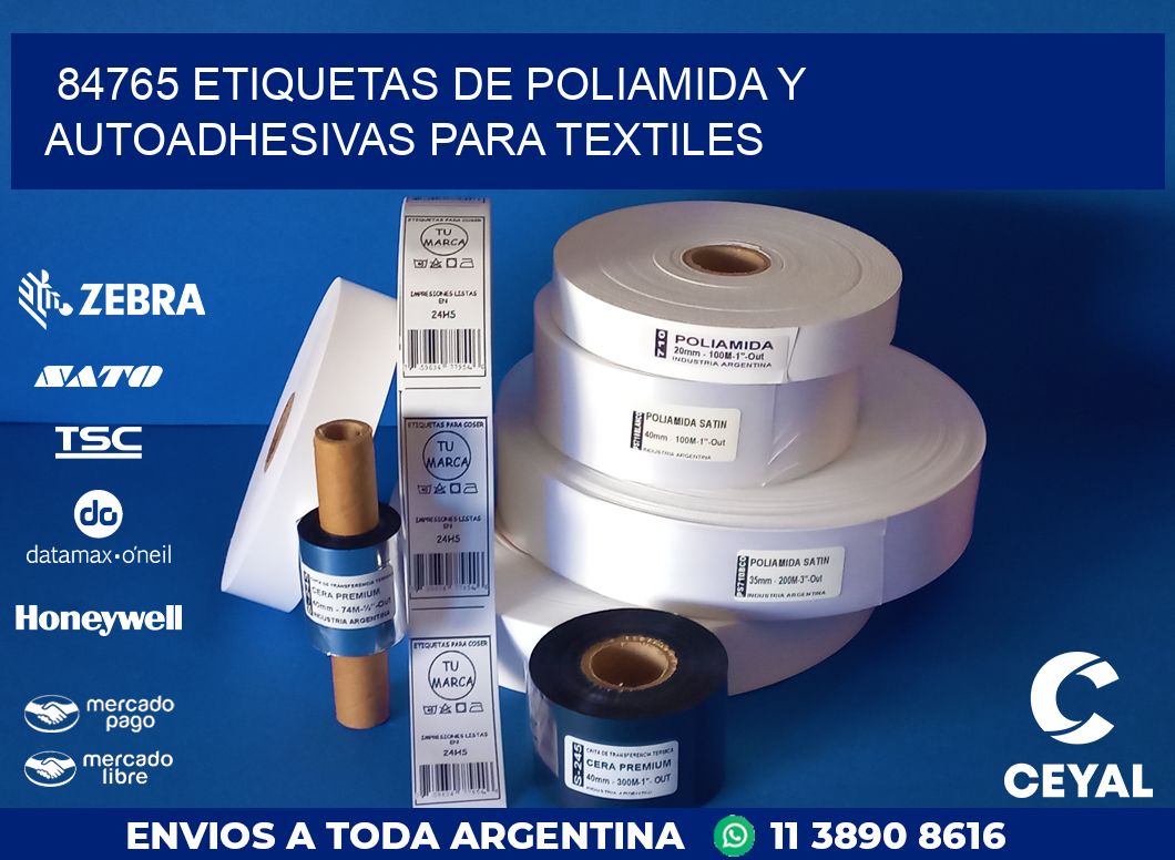 84765 ETIQUETAS DE POLIAMIDA Y AUTOADHESIVAS PARA TEXTILES