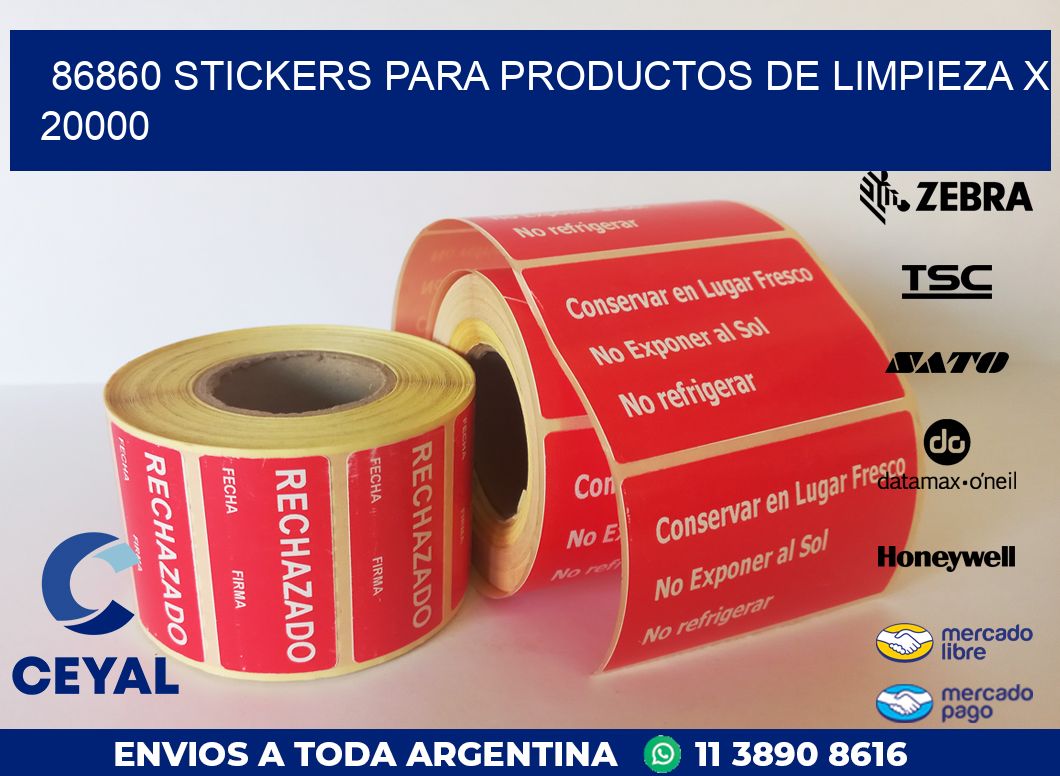 86860 STICKERS PARA PRODUCTOS DE LIMPIEZA X 20000