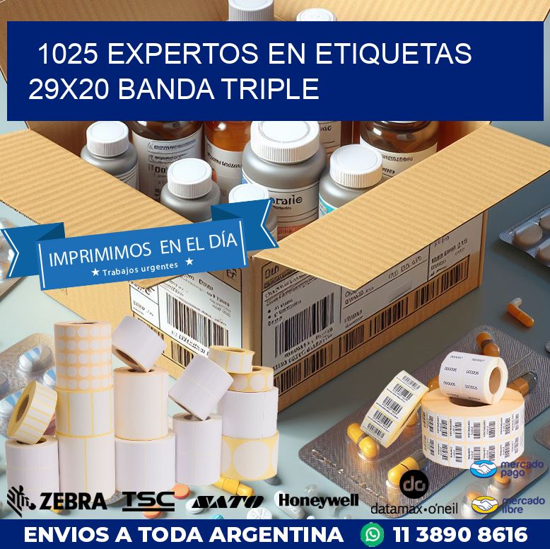 1025 EXPERTOS EN ETIQUETAS 29X20 BANDA TRIPLE