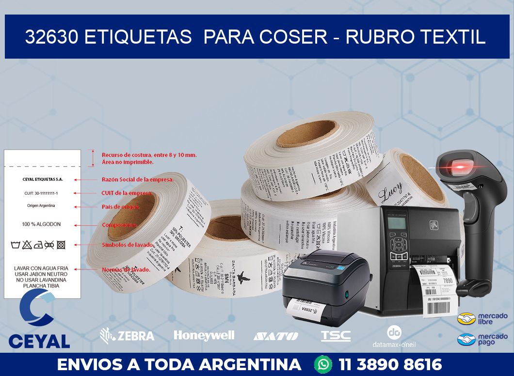 32630 ETIQUETAS  PARA COSER - RUBRO TEXTIL