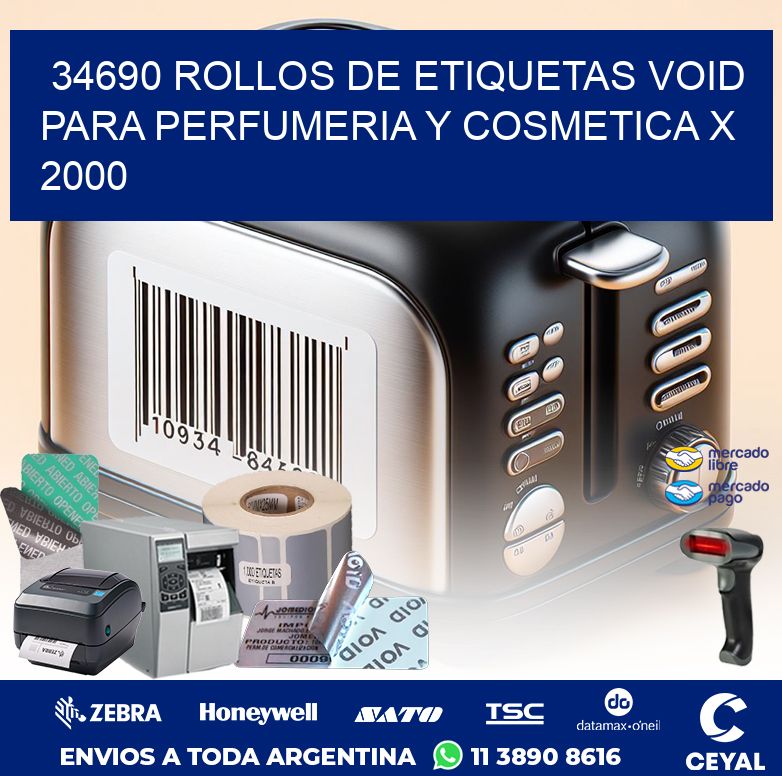 34690 ROLLOS DE ETIQUETAS VOID PARA PERFUMERIA Y COSMETICA X 2000