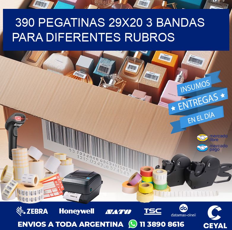 390 PEGATINAS 29X20 3 BANDAS PARA DIFERENTES RUBROS