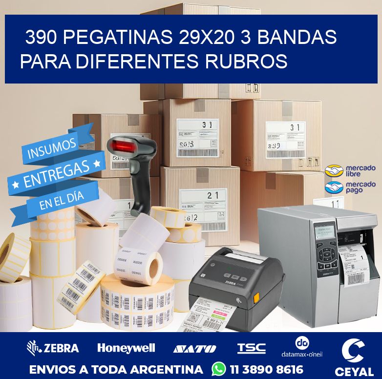 390 PEGATINAS 29X20 3 BANDAS PARA DIFERENTES RUBROS