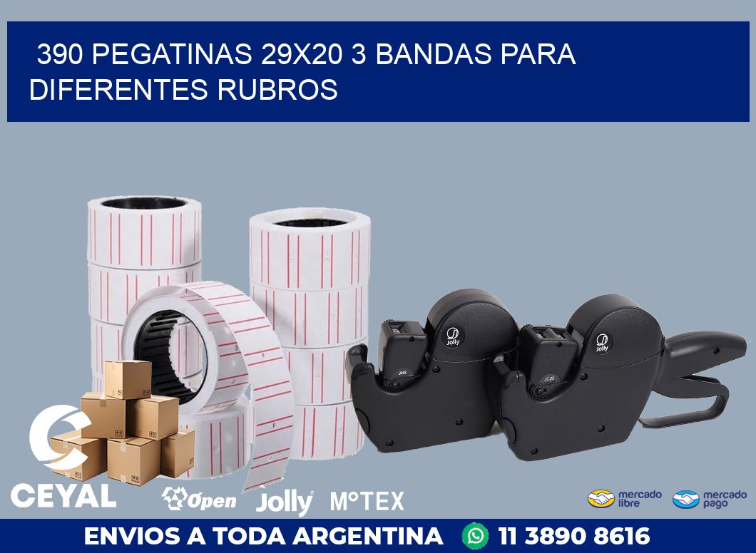 390 PEGATINAS 29X20 3 BANDAS PARA DIFERENTES RUBROS