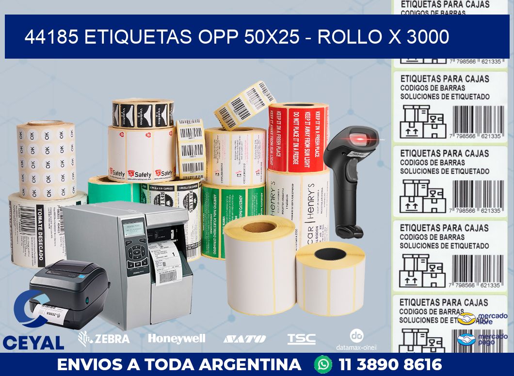 44185 ETIQUETAS OPP 50X25 – ROLLO X 3000