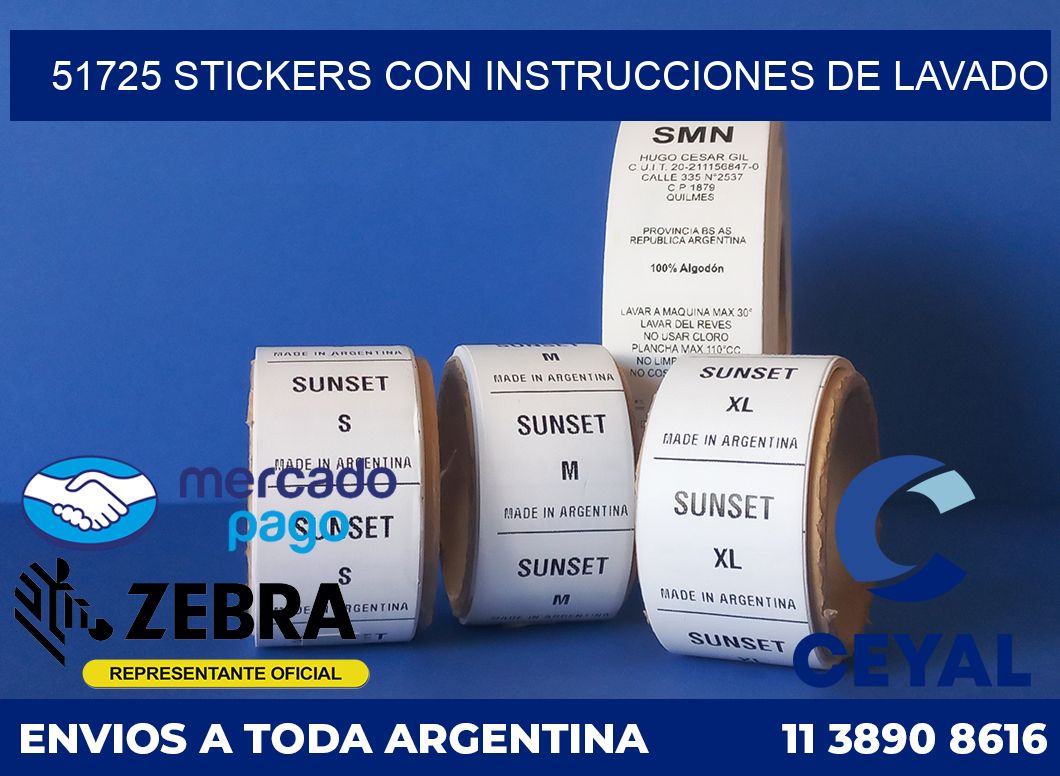 51725 STICKERS CON INSTRUCCIONES DE LAVADO