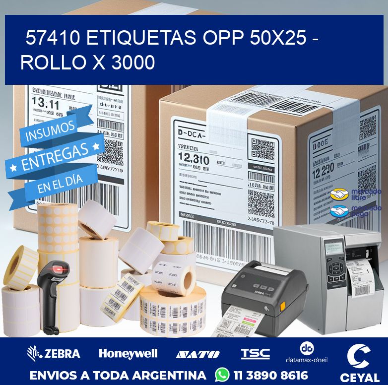 57410 ETIQUETAS OPP 50X25 - ROLLO X 3000