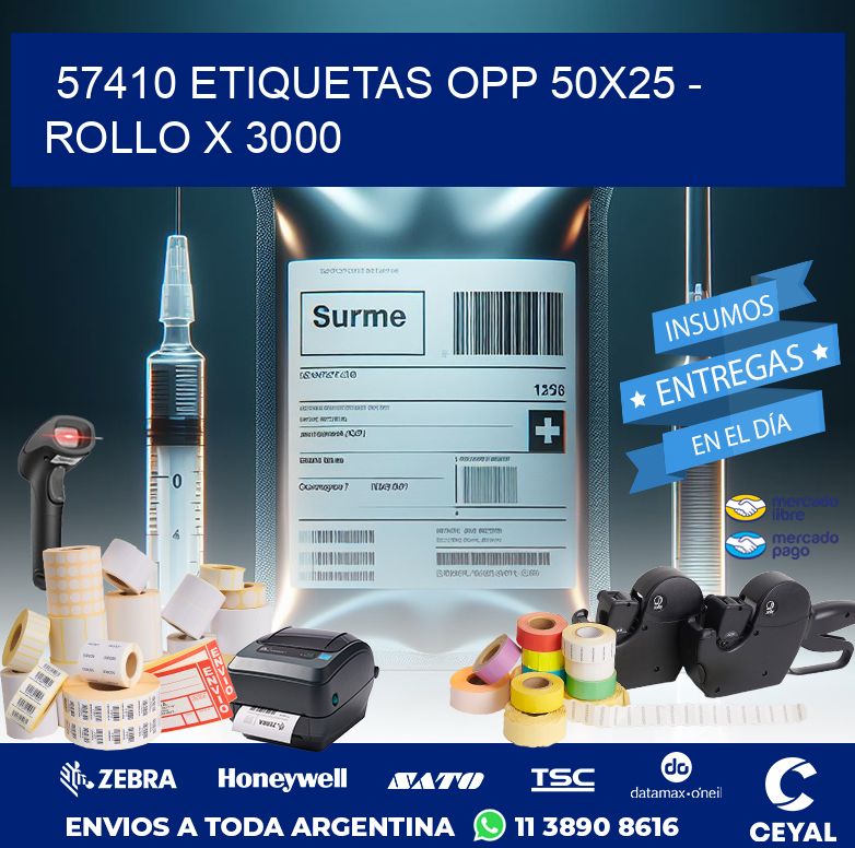 57410 ETIQUETAS OPP 50X25 - ROLLO X 3000