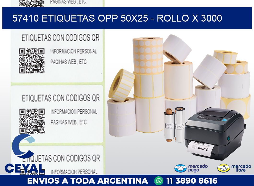 57410 ETIQUETAS OPP 50X25 – ROLLO X 3000