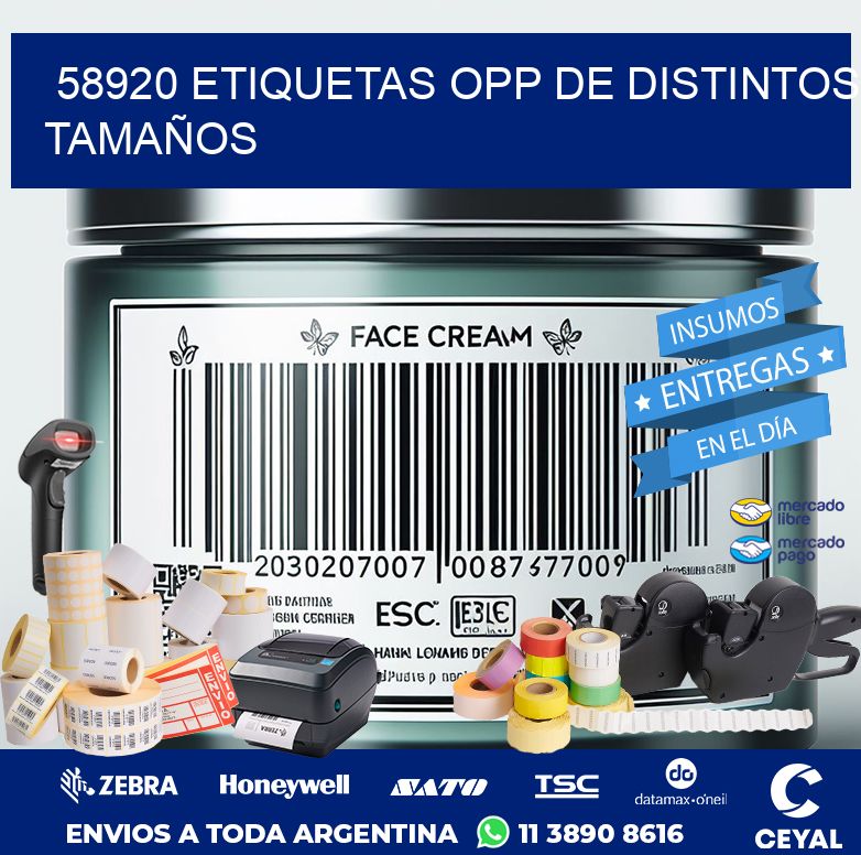 58920 ETIQUETAS OPP DE DISTINTOS TAMAÑOS