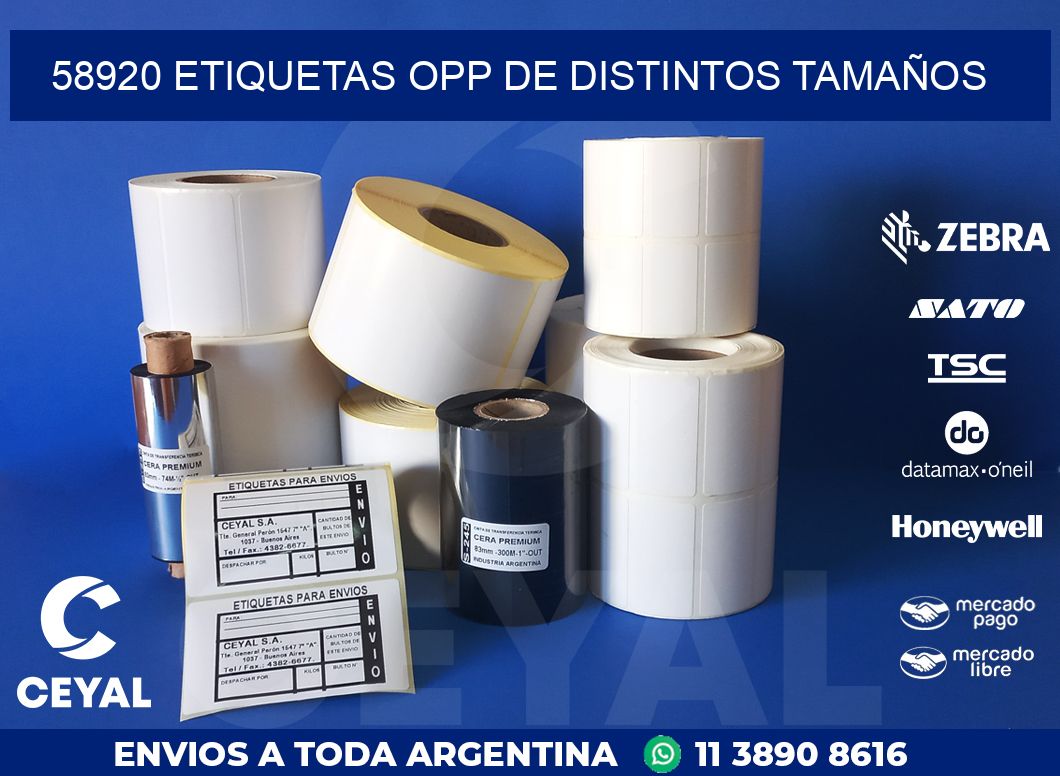 58920 ETIQUETAS OPP DE DISTINTOS TAMAÑOS