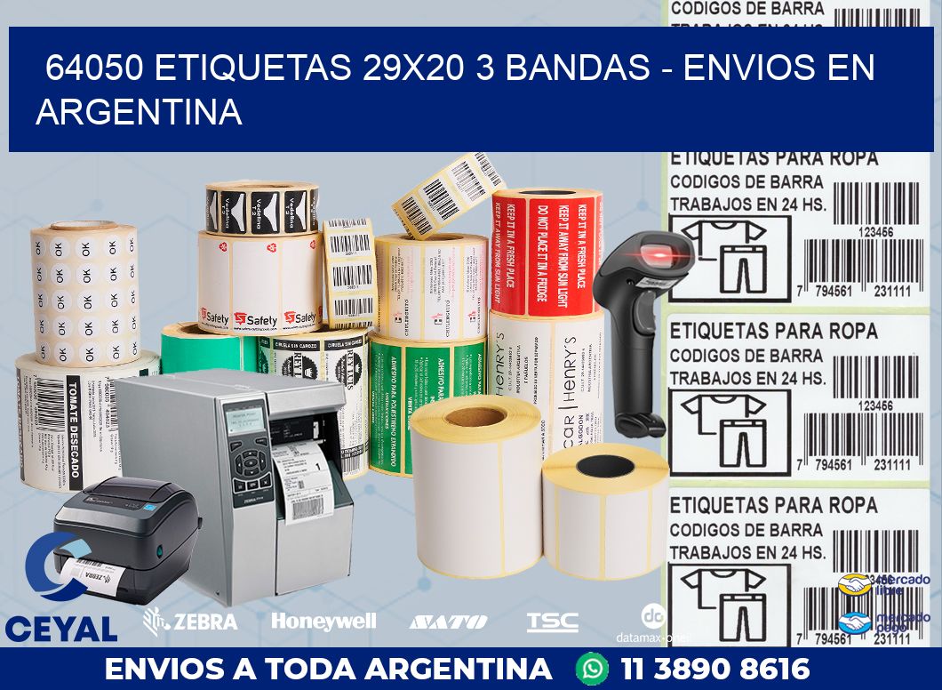64050 ETIQUETAS 29X20 3 BANDAS - ENVIOS EN ARGENTINA
