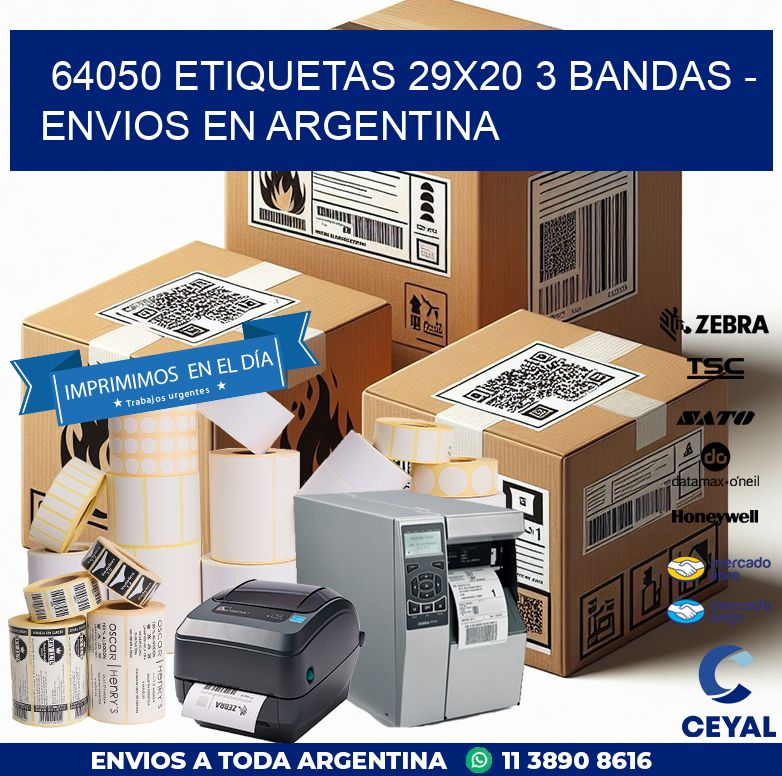 64050 ETIQUETAS 29X20 3 BANDAS - ENVIOS EN ARGENTINA