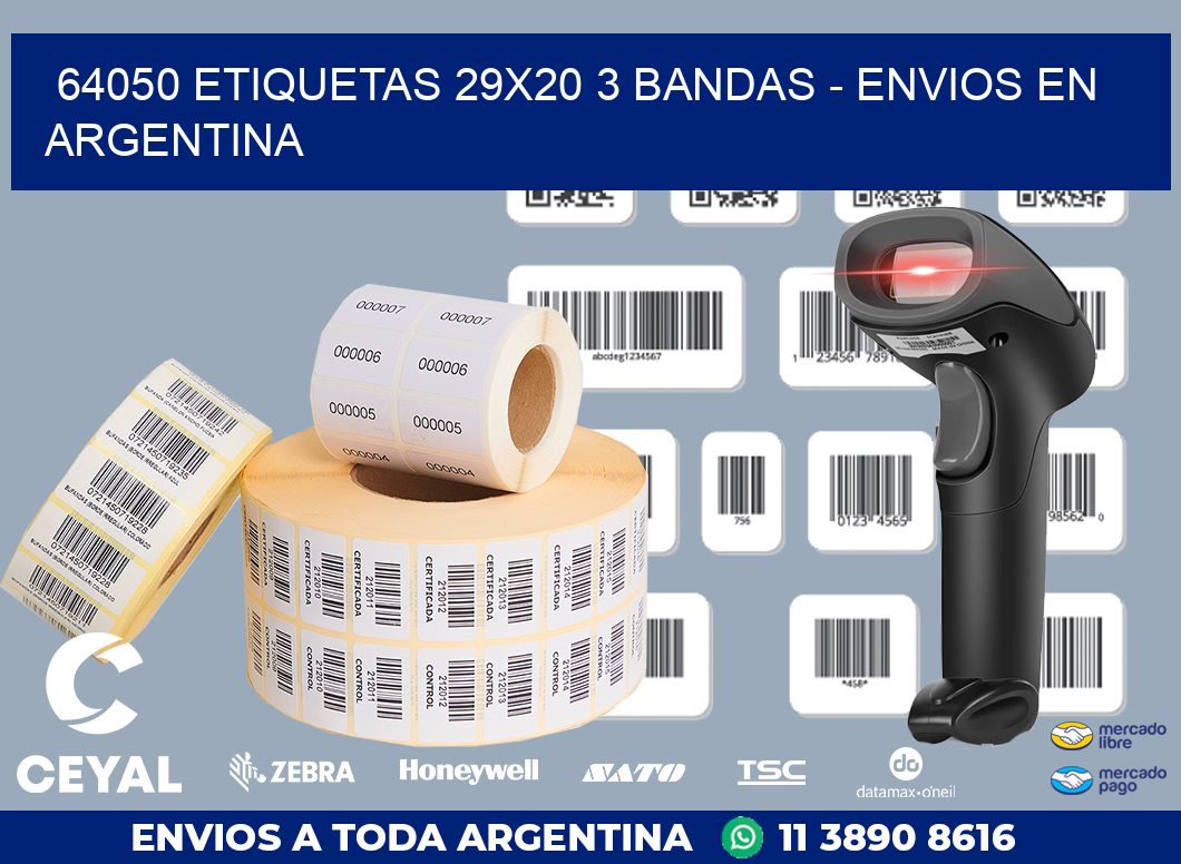 64050 ETIQUETAS 29X20 3 BANDAS – ENVIOS EN ARGENTINA