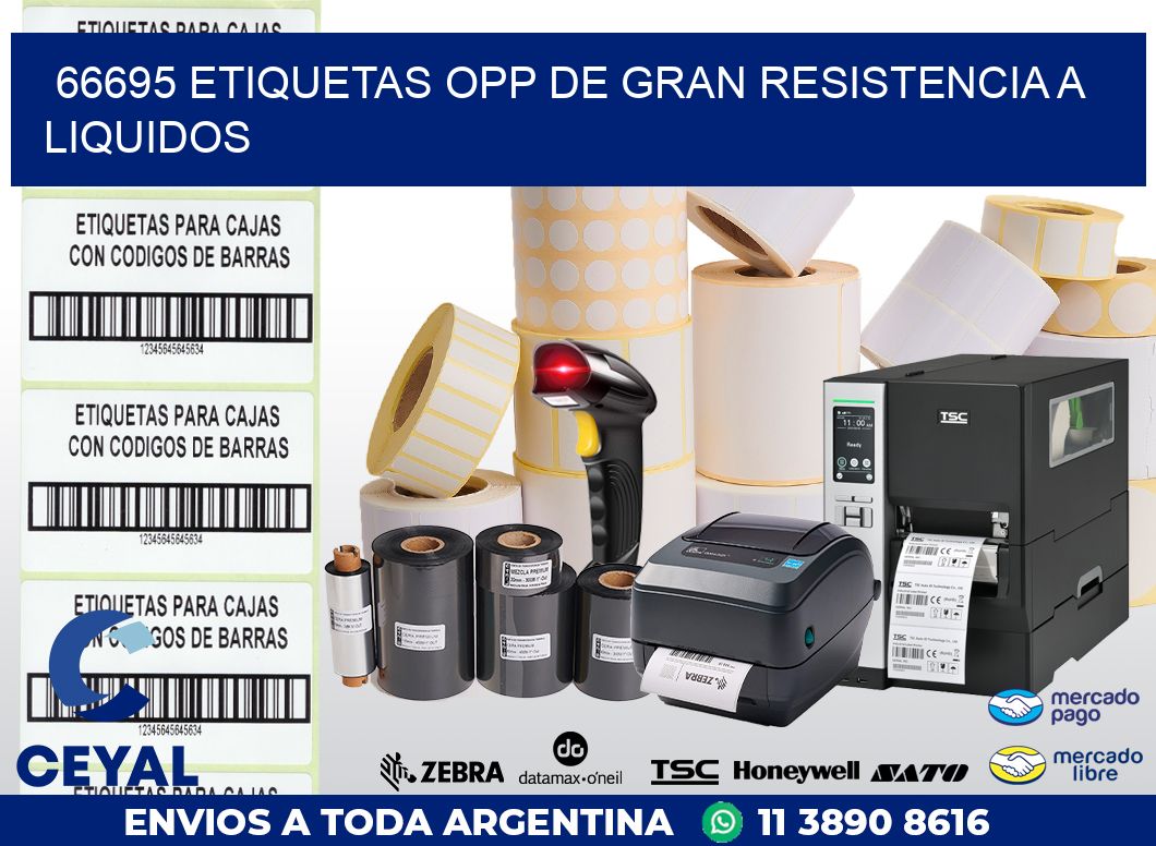 66695 ETIQUETAS OPP DE GRAN RESISTENCIA A LIQUIDOS