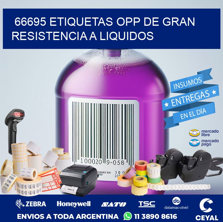 66695 ETIQUETAS OPP DE GRAN RESISTENCIA A LIQUIDOS