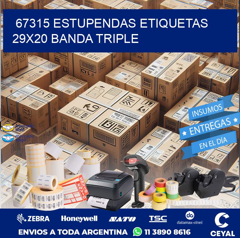 67315 ESTUPENDAS ETIQUETAS 29X20 BANDA TRIPLE
