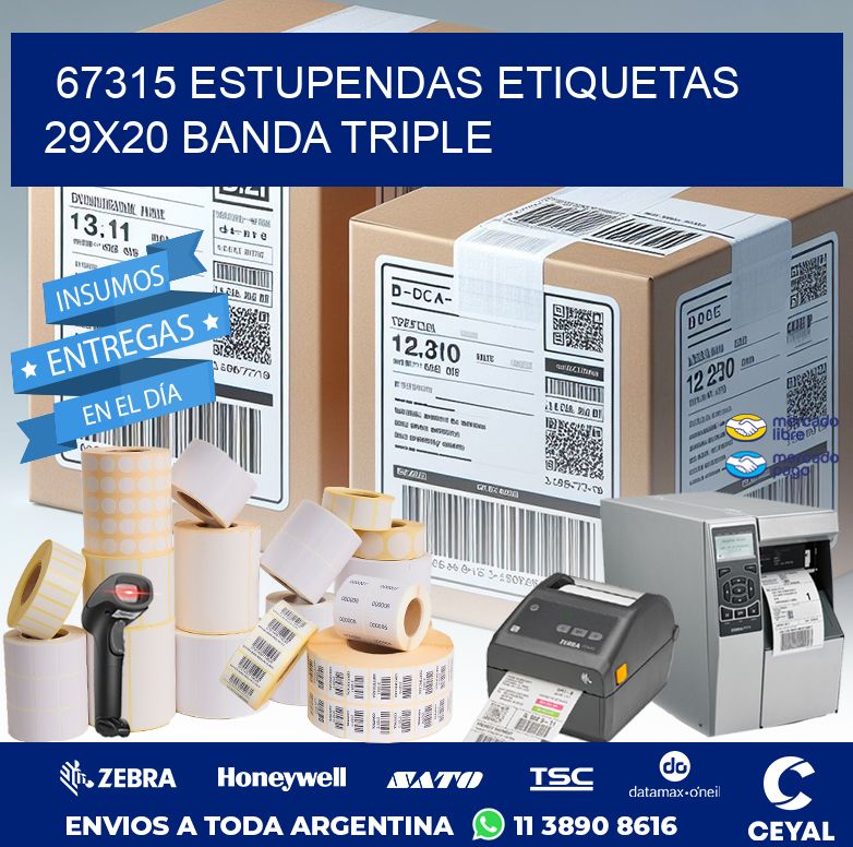 67315 ESTUPENDAS ETIQUETAS 29X20 BANDA TRIPLE