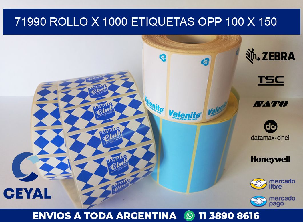 71990 ROLLO X 1000 ETIQUETAS OPP 100 X 150