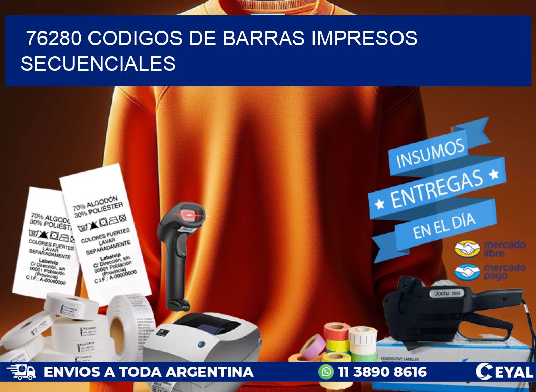 76280 codigos de barras impresos secuenciales