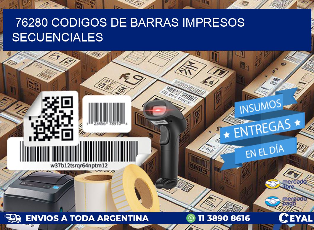 76280 codigos de barras impresos secuenciales