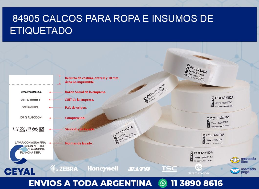 84905 CALCOS PARA ROPA E INSUMOS DE ETIQUETADO
