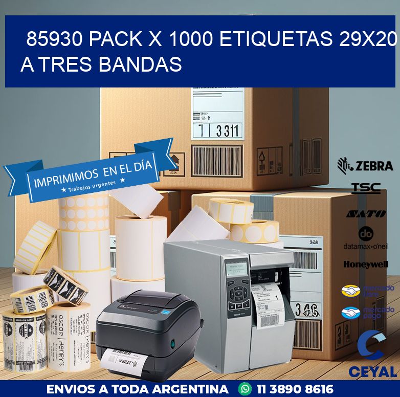 85930 PACK X 1000 ETIQUETAS 29X20 A TRES BANDAS