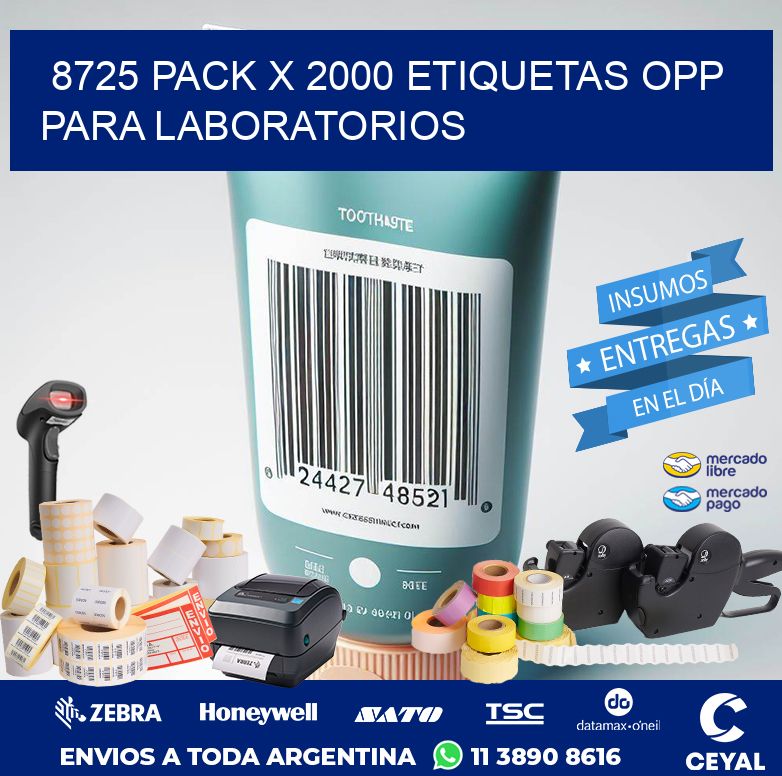 8725 PACK X 2000 ETIQUETAS OPP PARA LABORATORIOS
