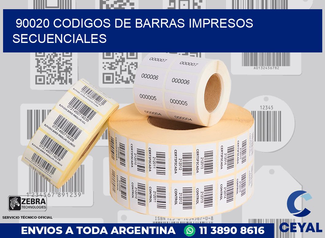 90020 codigos de barras impresos secuenciales