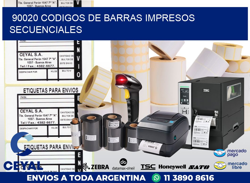 90020 codigos de barras impresos secuenciales