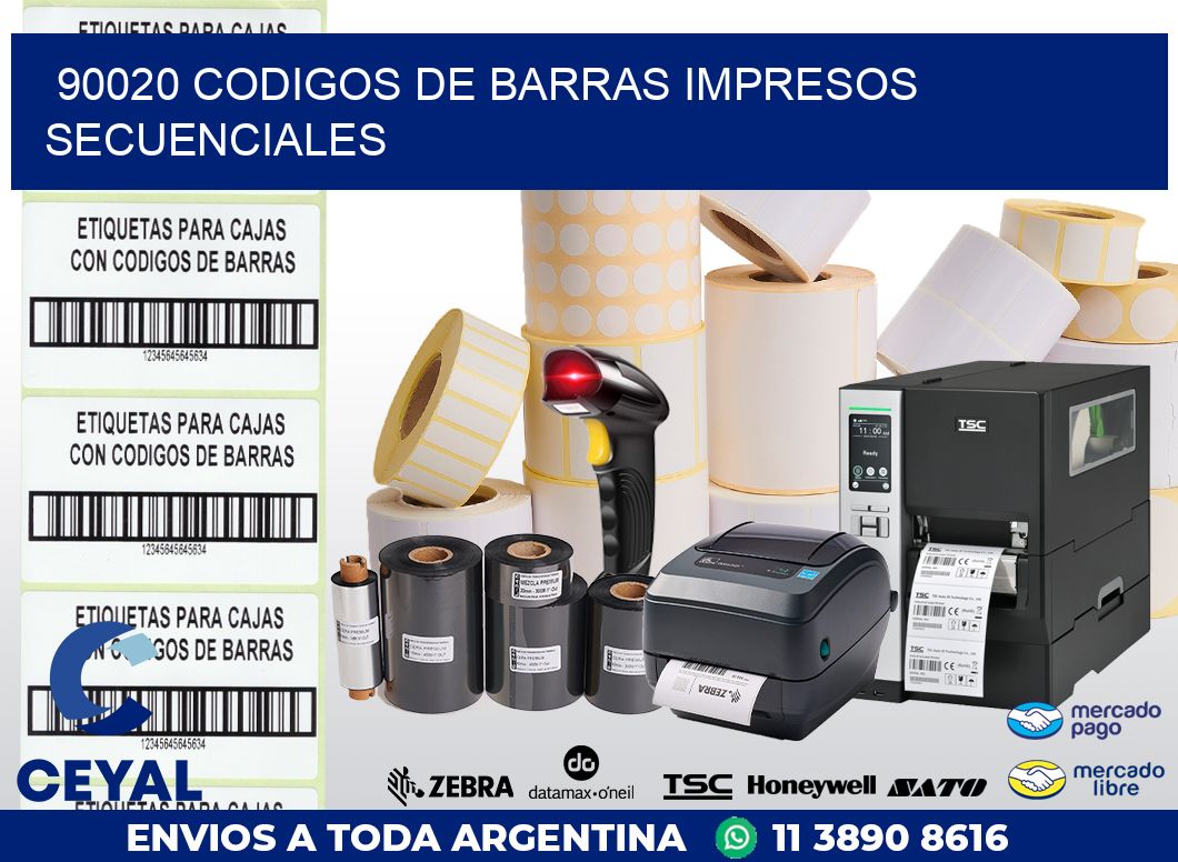 90020 codigos de barras impresos secuenciales
