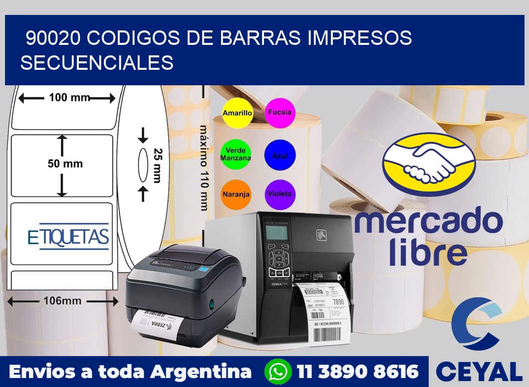 90020 codigos de barras impresos secuenciales