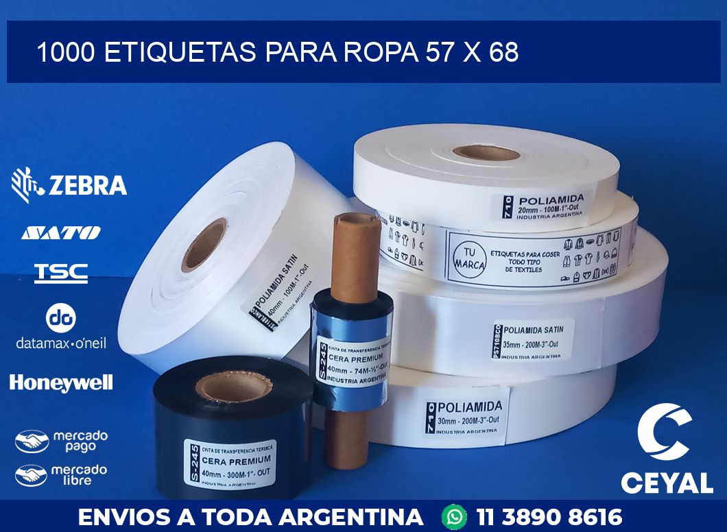 1000 ETIQUETAS PARA ROPA 57 x 68