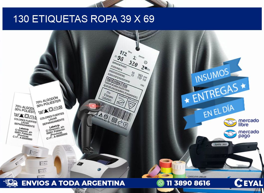 130 ETIQUETAS ROPA 39 x 69
