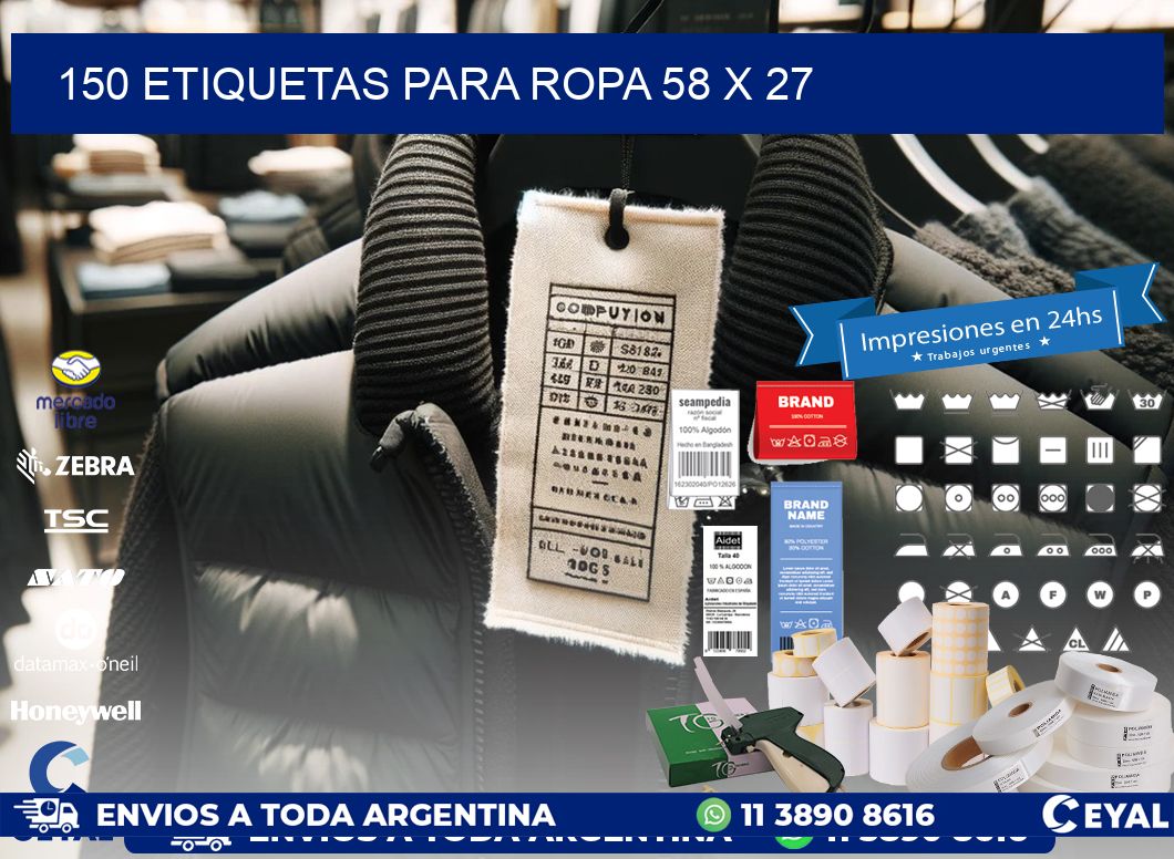 150 ETIQUETAS PARA ROPA 58 x 27