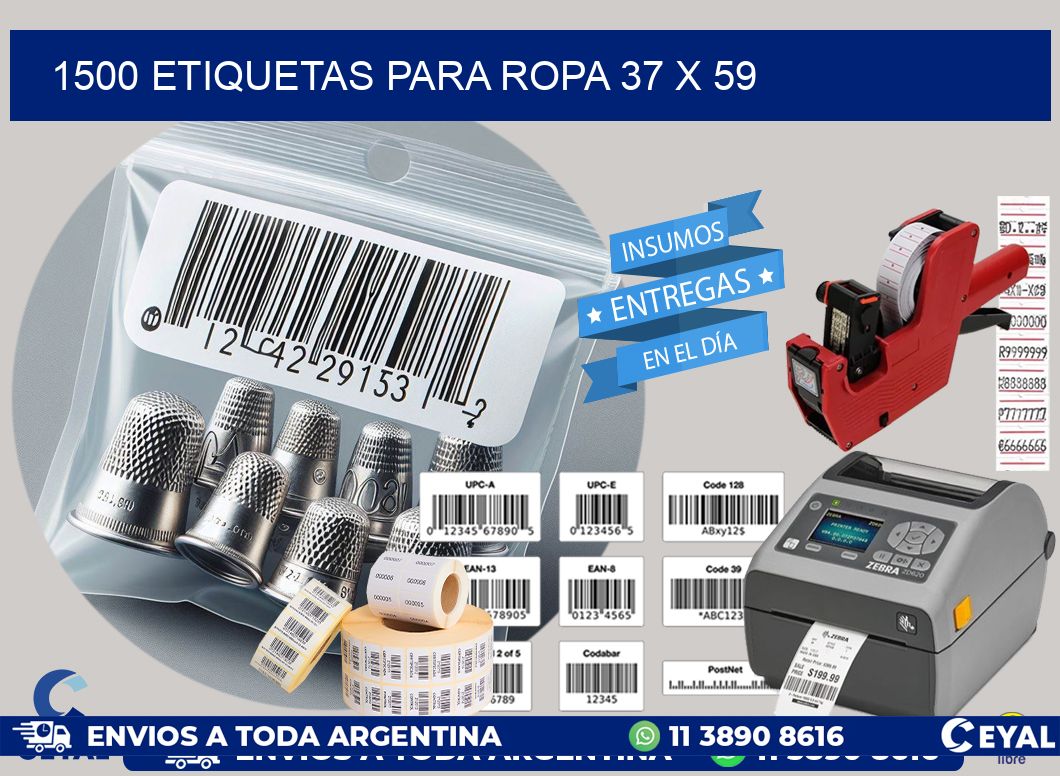1500 ETIQUETAS PARA ROPA 37 x 59